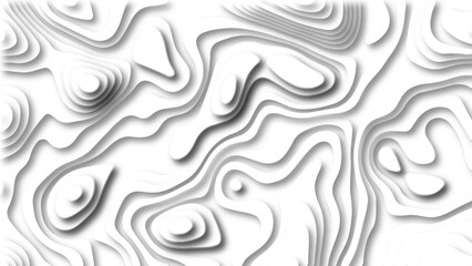Abstract 3D background creative pattern in illustration with white color design in papercut.Topographic canyon geometric map relief texture with curved layers and shadow. Abstract realistic papercut	
