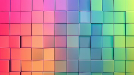Vibrant Gradient 3D Grid of Colorful Cubes in Abstract Background Design