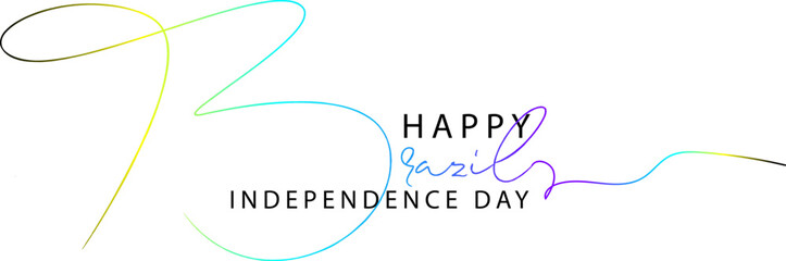 gradient color text, happy brazil independence day, Brazil Independence Day greeting card. stock illustration
