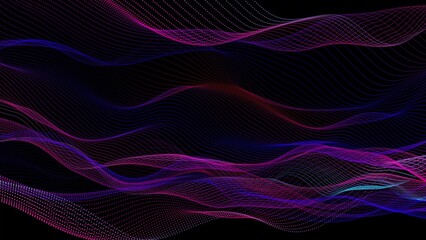 New colorful digital particle line wave black background vd5