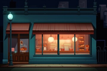 Bakery restaurant window light.
