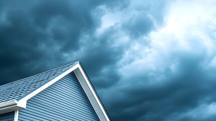 Stormy Skies Over Rooftops - Dramatic Panoramic View with Dark Clouds and Striking Lighting Effects