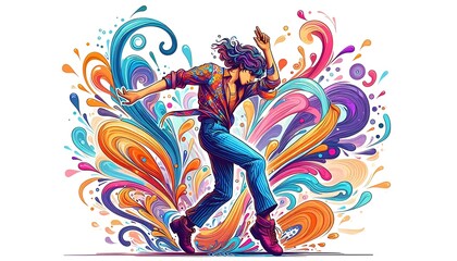 Dynamic Dancer in Vivid Abstract Colors Illustration. generator AI