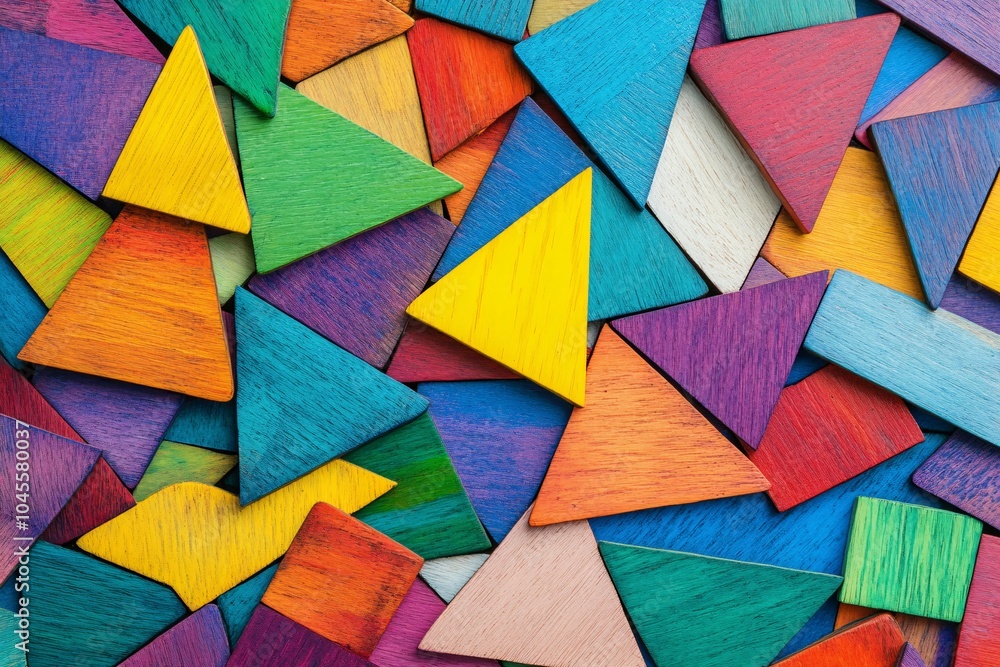 Poster abstract colorful wooden triangle pattern background texture