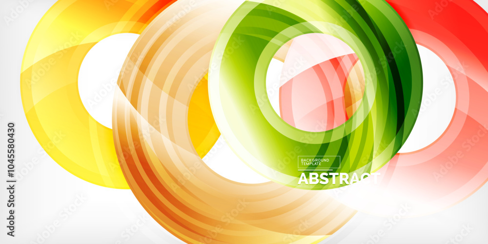 Poster Bright colorful circles with light effects. Abstract background