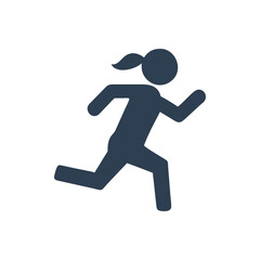 Woman sprinter icon on white background