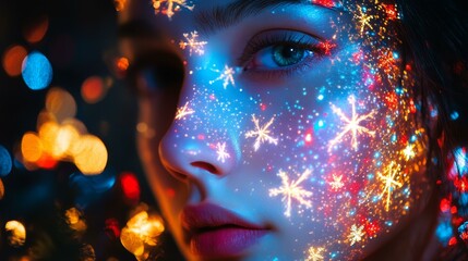 Colorful woman with starry face