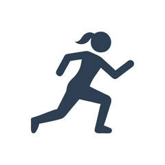Woman sprinter icon on white background