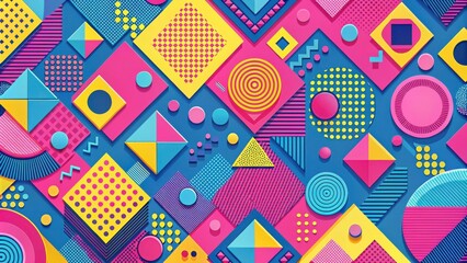 Obraz premium Abstract Geometric Pattern with Vibrant Colors and Shapes in a Bold and Modern Design