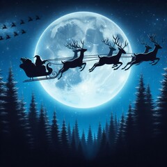 Santa's sleigh at night 