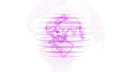 Pink color technology hologram earth on white background (2)