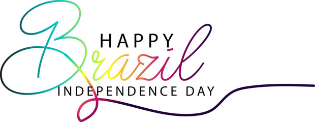 gradient color text, happy brazil independence day, Brazil Independence Day greeting card. stock illustration