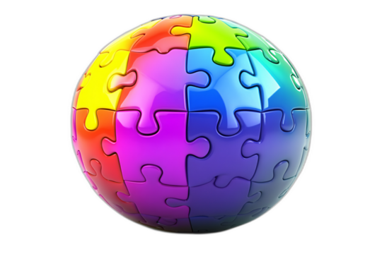 Colorful Puzzle Globe Teamwork Connection Global Unity 3D Render