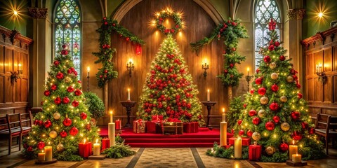 Fototapeta premium Christmas Church Backdrops for Fashion Photography - Elegant and Festive Designs