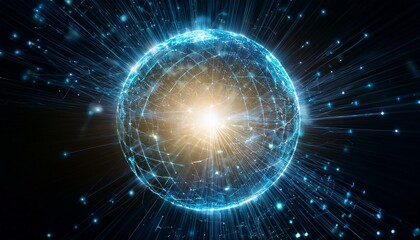 거대한 구체에서 빛의 조각들이 퍼져나간다