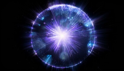 Obraz premium 거대한 구체에서 빛의 조각들이 퍼져나간다