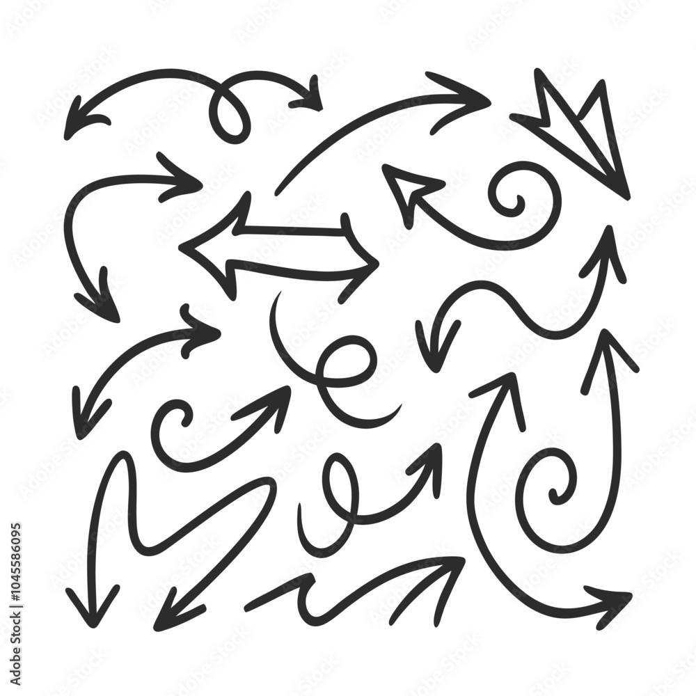 Poster hand drawn arrows vector set with clean minimalist design for digital use.