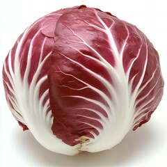 A single head of red radicchio, a leafy green with a slightly bitter flavor.