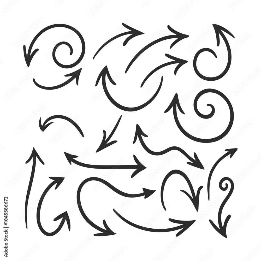 Poster hand drawn arrows vector set with clean minimalist design for digital use.