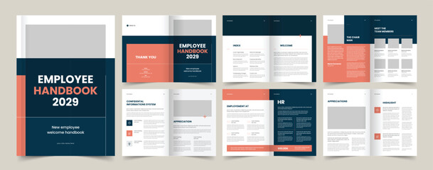 HR Employee Handbook Layout Design, Company Handbook Brochure