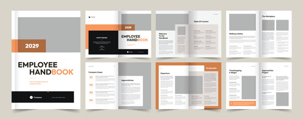 HR Employee Handbook Layout Design, Company Handbook Brochure