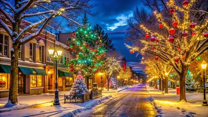 Naklejka premium Christmas Lights Display in Grand Junction - Festive Holiday Decor and Vibrant Night Photography