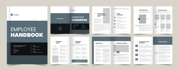 HR Employee Handbook Brochure Template, Brochure Design