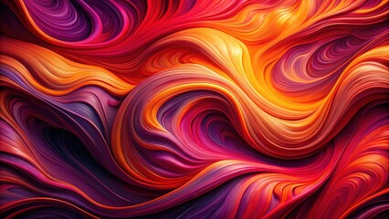 Abstract Swirling Lines of Orange, Red, and Purple Colors Create an Opposing Flow of Warm and Cool Hues