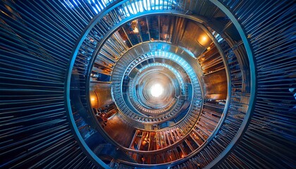 Obraz premium 거대한 나선형 구조물에 다양한 형태들