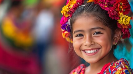portrait of a beautiful woman with clothes from a latin festival
