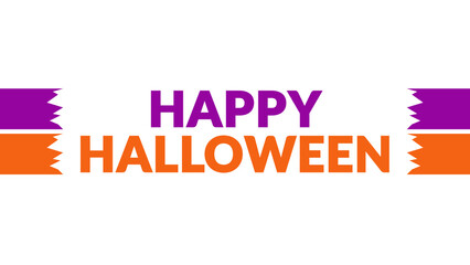 Happy Halloween text with side lines on a White background. Which is observed every year in October to celebrate, enjoy and wish Happy Halloween Event.