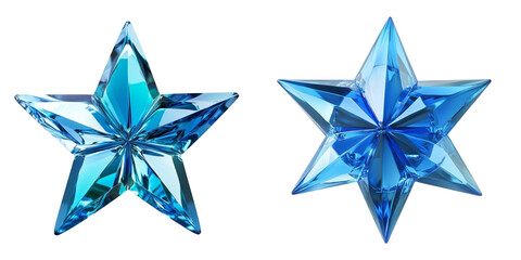 Obraz premium Blue Glass Stars Collection on Transparent Background