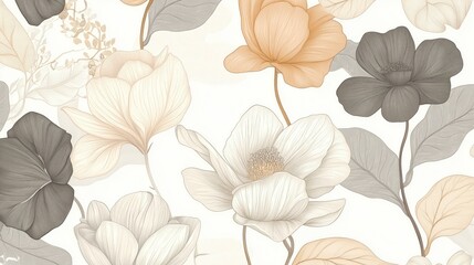 floral botanical pattern in pastel colors