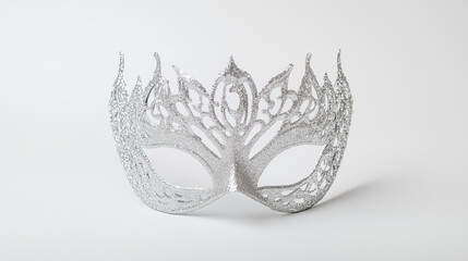Close-up Photo of Sparkling New Year's Masquerade Mask with Intricate Silver Designs