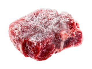 Frozen meat chunk isolated on transparent or white background, png