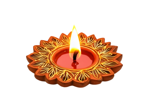 Diwali diya oil lamp isolated on transparent or white background, png - Powered by Adobe