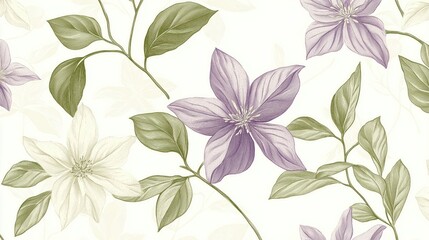 floral botanical pattern in pastel colors