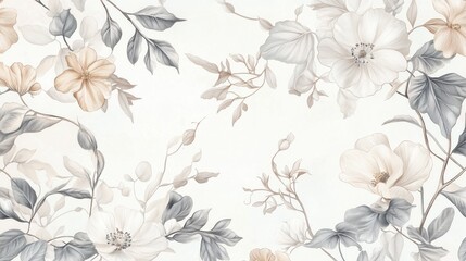 floral botanical pattern in pastel colors