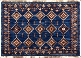 Deep Navy Blue Moroccan Inspired Rug with Tribal Style Design for Modern Home Decor and Interiors