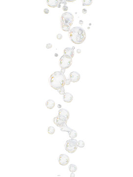 Rising air bubbles floating upward in a stream isolated on transparent or white background, png