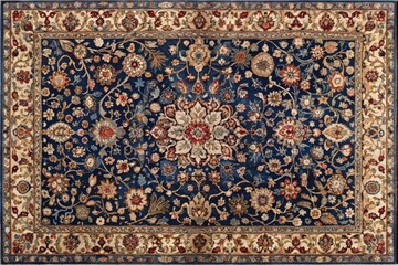 Classic Persian Rug in Navy Blue Rectangular Design, Ideal for Traditional and Modern Interiors
