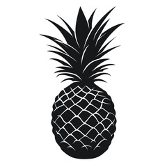 black silhouette of a pineapple on white background