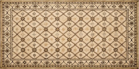 Obraz premium Cream Colored Moroccan Trellis Rug in Modern Style - Rectangular Design for Contemporary Spaces