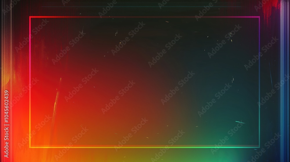 Leinwandbilder An abstract night sky scene featuring a stunning aurora borealis with gradient colors transitioning from dark blue to red, and red to green. The scene is enhanced by a soft yellow light effect and gra