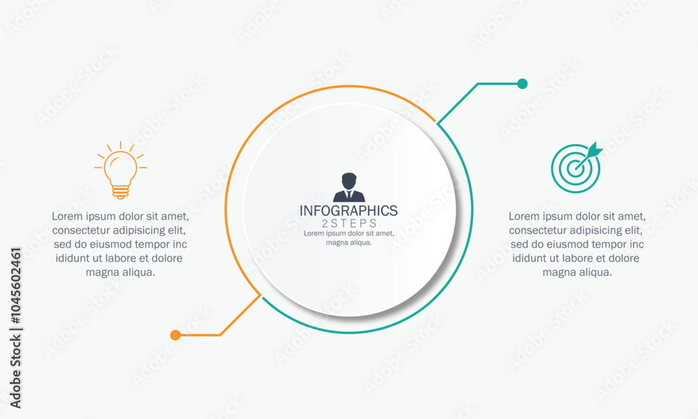 Poster vector infographic circle design template with 2 option or steps.