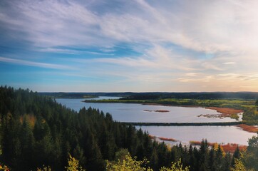 sunset over the lake