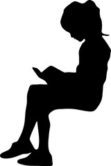 illustration girl reading book silhouette 