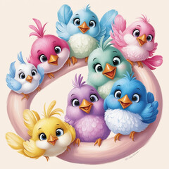 Fototapeta premium Cute birds for the kids.