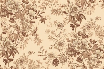Fototapeta premium Flower toile wallpaper pattern sketch.