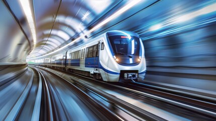 Fototapeta premium High-Speed Train in a Tunnel